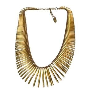 Vintage Gold Bib Necklace Etruscan Tribal Cleopatra‎ Style Indian Tanjore 21”